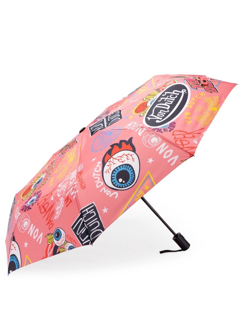 Von Dutch Pink Compact Umbrella Auto Open with Sleeve